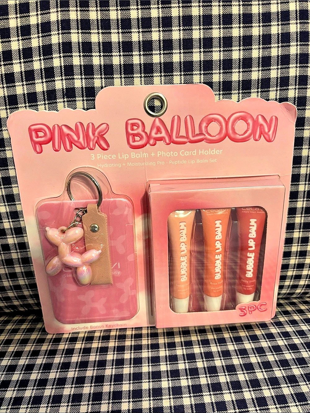 Pink Balloon 3 Piece Lip Balm + Photo Card Holder Pink Lip Balm Set NWT